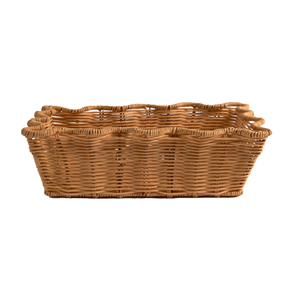 Wholesale Scalloped Rattan <b>Storage</b> <b>Basket</b> Eco-Friendly <b>Wicker</b> Tray For Tabletop Decor Premium Vietnam Rattan Organizer - Product Image 1