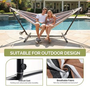 Supporto per amaca in acciaio resistente da 2,7 m con barra distanziatrice, set doppio per hotel, supporto portatile per amaca brasiliana in metallo - Product Image 5