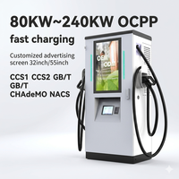 Station de recharge rapide pour véhicules électriques 80 kW, 120 kW, 240 kW DC, nouvelle norme CCS2, GBT, Chademo, avec écran publicitaire
