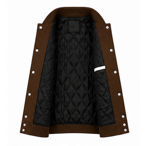 Manufacturer Custom Logo <b>Canvas</b> Leather Varsity <b>Jackets</b> for Men Winter Stand Collar Hood High Quality Reversible Eco-Friendly - Product Image 5