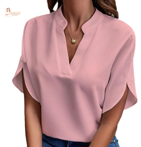 Nouvelle conception de chemisier décontracté pour femmes, écologique, en dentelle, avec boutons et nœuds, manches longues, col en V, uni, polyvalent - Product Image 5