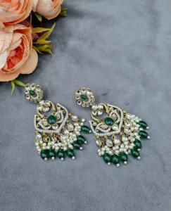 Wholesale Traditional <b>Earrings</b> With Pearl Beads Artificial Stone Bridal Wedding & Ethnic Party Wear Fashion Imitation Jewellery - Product Image 1