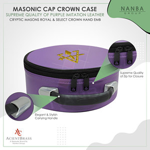 Masonic Cryptic Masons Royal & Select Crown Cap Case Purple Embroidered (R&SM Emblem) - Freemason <b>Hat</b> Carrying <b>box</b> - Product Image 4