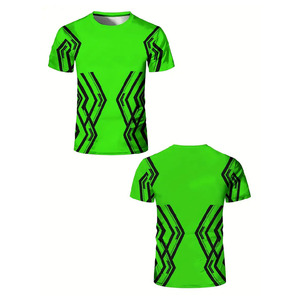 Camiseta Deportiva Ajustada de Color Verde Neón para Hombre, Camiseta Deportiva de Poliéster que Absorbe la Humedad, Camiseta Deportiva para Gimnasio, Impresión por Sublimación Personalizada - Product Image 3