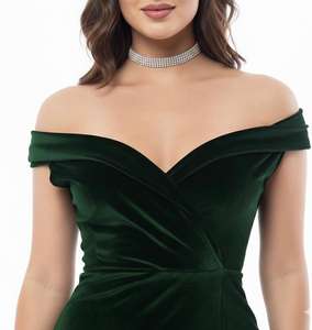 Vestidos mini de terciopelo coreanos modernos para mujer, con hombros descubiertos, para fiesta de graduación - Product Image 4