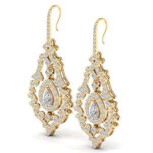 Boucles d'oreilles pendantes REYES exquises en argent sterling 925 plaqué or jaune 14 carats avec moissanite pour femmes, bijoux en gros - Product Image 3