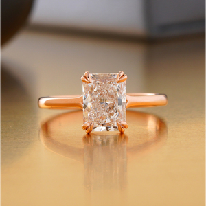 Anillo de Compromiso con Diamante Cultivado en Laboratorio de Corte Radiante de 2.00 CT, Oro de 14K, VVS-VS DEF, Solitario Moderno, Oro Blanco y Amarillo Sólido de 14K - Product Image 1