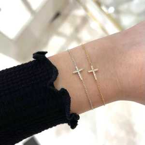 Pulseras con Dijes de Cruz Religiosas Cristianas para Uso Diario, Joyería de 7 Pulgadas para Combinar, Regalos con Diamantes Cultivados en Laboratorio de Corte Redondo, Oro Sólido de 14k y 18k - Product Image 5