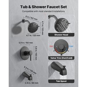 Set Doccia a Pioggia con Rubinetto per Vasca da Bagno, 4.7 Pollici, 9 Impostazioni di Spruzzo Regolabili, Stile Lussuoso in Nichel - Product Image 2