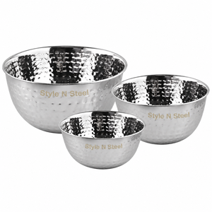 Bol en acier inoxydable martelé à double paroi, rond, pour service, mélange ou présentation, idéal pour la maison, les restaurants et les fêtes - Product Image 5