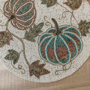 Mushroom Embroidered Luxury Eco-Friendly Beaded Coaster <b>Set</b> 4-Piece Handmade High Quality <b>Placemat</b> Pad Home Dining Table - Product Image 5