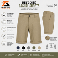 Shorts chino décontractés pour homme, en coton extensible, coupe classique, longueur genou, bermudas à revers