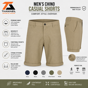 Men's Casual <b>Chino</b> Shorts Cotton Stretch Regular Fit Knee Length <b>Cuffed</b> Bermuda Shorts - Product Image 4
