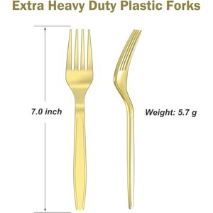Confezione da 360 Forchette Monouso in Plastica Dorata Extra Resistenti, Senza BPA e Resistenti al Calore, Solidi e Durevoli - Product Image 1