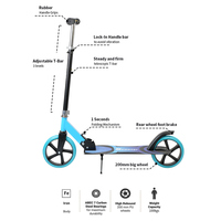 Trottinette adulte OEM avec grandes roues de 200 mm, frein arrière et guidon réglable pour adolescents et adultes