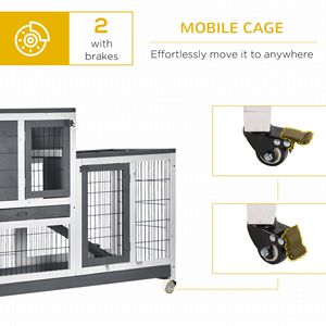 Hábitat Elevado para Animales Pequeños, Jaula de Madera para Conejos con Corral Cerrado, Ruedas, Rampa y Bandeja Extraíble - Product Image 6