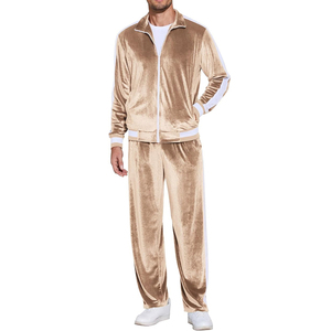 Men's <b>Velvet</b> 100% Cotton Eco-Friendly <b>Tracksuit</b> Pullover Long Sleeve Hoodie Sweatshirt 2-Piece Jogging Suit Workout Outfits Side - Product Image 1
