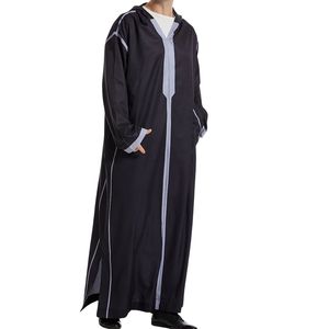 Charcoal Gray Diagonal Button <b>Thobe</b> Tailored Polyester Premium Finish Formal Islamic Celebration Elegant Modern Look <b>Men</b> Thobes - Product Image 3