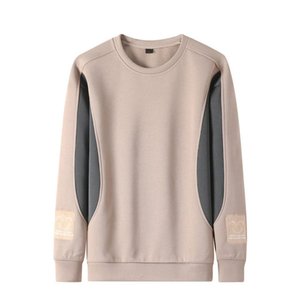 <b>Men</b> Crew Neck Sweatshirt Regular Fit Solid Color Knitted Cotton <b>Pullover</b> Casual Wear Autumn Style - Product Image 2