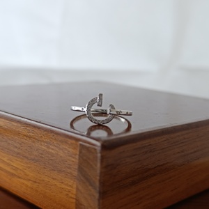 Anillo Abierto de Plata de Ley 925 con Herradura y Circonita Cúbica, Bonito, Minimalista, Ajustable, para Mujer, Regalo de Boda, Promesa, Fiesta, Fino - Product Image 2