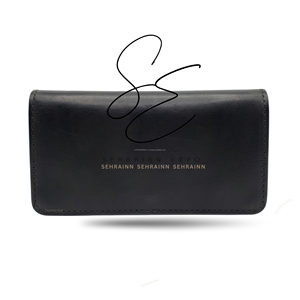 Cartera larga de cuero genuino con textura de pelo para mujer, tarjetero delgado con cierre abierto, estilo occidental, color turquesa - Product Image 4