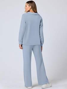 Overol Deportivo de Cintura Alta con Cordón Ajustable para Mujer, Casual, Lavado Ácido, Color Sólido, 100% Algodón, Corte Regular, Invierno - Product Image 2