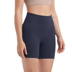 <b>Women</b> High Waist Solid Color Sport <b>Shorts</b> Elastic Waist Knitted Fabric Breathable Skinny Fit Pink - Product Image 4