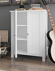 Armoire de rangement autoportante en bois blanc à double porte, buffet organisateur pour chambre à coucher, salon, meuble de maison - Product Image 3