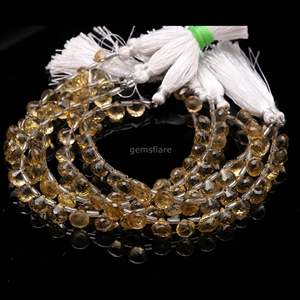 Perles de quartz citron naturel facettées en forme d'oignon 7-9MM, perles de pierre précieuse de quartz citron facettées en forme de goutte pour la fabrication de bijoux, vente en gros en vrac - Product Image 4