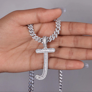 Colgante de Letra J con Diamantes Moissanite, Plata de Ley 925, Bañado en Rodio, Estilo Hip Hop, Joyería para Uso Diario - Product Image 3