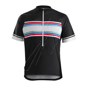 Custom Sublimation Unisex Short Sleeve Pro <b>Cycling</b> Jersey Anti-Bacterial Breathable Heat-Transfer Printed Spandex/Polyester 160g - Product Image 2