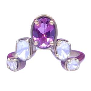 Bagues unisexes en argent sterling 925 plaqué or avec tourmaline Polki, faible MOQ, style antique - Product Image 2