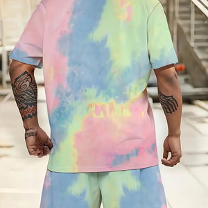 Conjunto Casual de Verano para Hombre, Fabricante, 2 Piezas, Pantalones Cortos Cargo de Algodón, OEM, ODM, Suministro al por Mayor, Tie Dye - Product Image 6