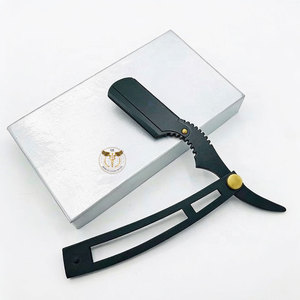 Navaja de Afeitar Profesional Plegable de Acero Inoxidable Negro, Navaja de Afeitar para Barbería, Fabricante OEM ODM con Logotipo Personalizado QORVEX - Product Image 1