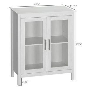 Meuble de salle de bain autoportant en bois, gain de place, avec 2 portes vitrées et étagères réglables - Product Image 3