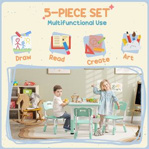 <b>Adjustable</b> 5pc Toddler <b>Table</b> and Chair Set Green 18 Months-5 Years Easy Wipe & Storage Box Kids' Furniture - Product Image 5