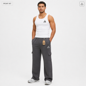 Custom Made Casual Streetwear Vintage Washing 100% Cotton Canvas Eco-Friendly Heavyweight Oversized Side Cargo Pockets Men's - Product Image 2
