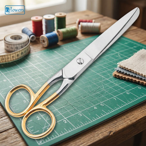 Household/Multi-Purpose Shears Fixed Screw Stainless Steel Smooth Edge Gold Coated Handle Fabric <b>Sewing</b> Shear with your own Logo - Product Image 2