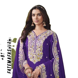 Fatema Fashion's último diseñador Georgette hilo de seda bordado trabajo Salwar traje para mujeres estilo indio pakistaní Kameez - Product Image 6