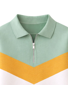 Pull à col montant zippé unisexe, coupe classique, style décontracté, color block, tricoté, 100% coton respirant, idéal pour le printemps - Product Image 6
