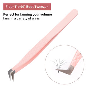 Pince à épiler professionnelle pour extensions de cils, motif antidérapant, en acier inoxydable, pointe en fibre, pour volume, marque privée, logo personnalisé - Product Image 3