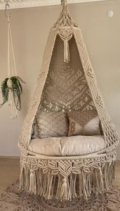 <b>Round</b> Hanging chair, Macrame <b>swing</b>, hängesessel, Indoor Outdoor <b>Swing</b>, Macrame <b>swing</b> chair, hanging - Product Image 3