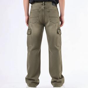 FLOW FORGE LTD Men's Black Wide Leg Straight <b>Jeans</b> Mid Rise Button Fly Knitted <b>Elastic</b> <b>Waist</b> Lightweight Stonewashed Cotton - Product Image 2