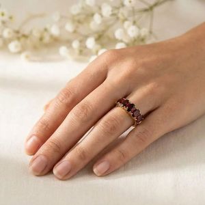 Natural Red <b>Garnet</b> Oval Cut <b>Ring</b> Handmade 925 Sterling <b>Silver</b> 18K Gold Filled Slim Stackable Gemstone <b>Ring</b> for Women - Product Image 6