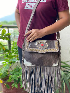 Bolso de mano de piel de vaca, bandolera única - Product Image 4