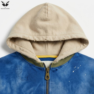 Sweat à capuche surdimensionné à double couche, qualité supérieure, en polaire, chaud, streetwear d'hiver, logo personnalisé, design à fermeture éclair unisexe, sweat à capuche pour homme - Product Image 4