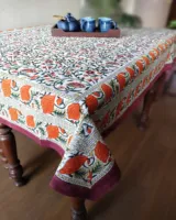 Nappe en coton 100% imprimée à la main au Dabu indien, taille personnalisée, style minimaliste, pour la maison, l'hôtel, les banquets et les mariages