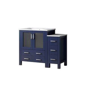 Navy Blue 42 In. W X 18.25 In. D Single Bath Vanity 18.25 In. D with White Ceramic Top and <b>Side</b> Cabinet Bathroom Vanities - Product Image 4