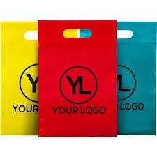 Red Die Cut Handle <b>Plastic</b> Shopping <b>Bags</b> - Product Image 2