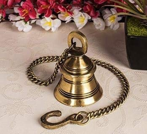 <b>Brass</b> Decorative Wall Hanging <b>Bell</b> with Chain and Hook Vintage Nautical Door <b>Bell</b> for Home Office Garden and Outdoor Decor - Product Image 3